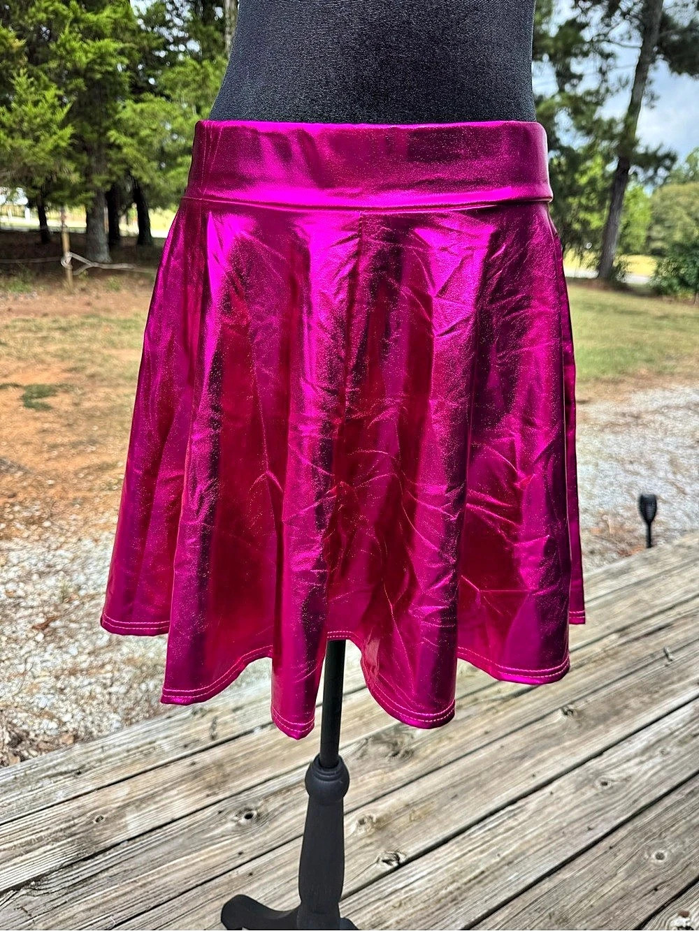 Urban Coco Women's Metallic Skater Skirt Pink XL NWT